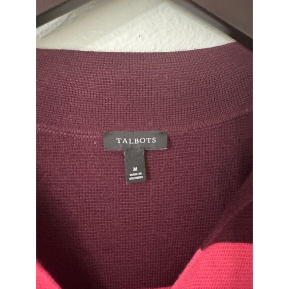 Talbots Wool Blend V-Neck Collared Long Sleeve Sweater Size Medium - Picture 4 of 6